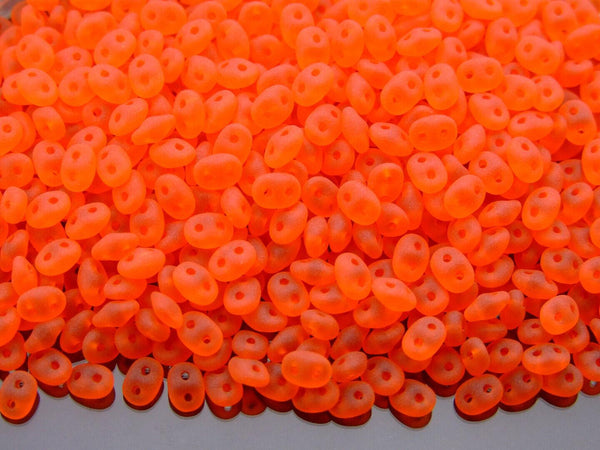 10g Matubo SuperDuo Czech Seed Beads 2.5x5mm Transparent Orange Hyacinth Matte Beadacious