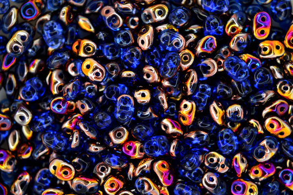 10g Matubo SuperDuo Czech Seed Beads 2.5x5mm Transparent Sapphire Sliperit Beadacious