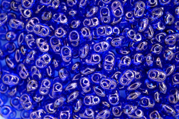 10g Matubo SuperDuo Czech Seed Beads 2.5x5mm Transparent Sapphire Vega Beadacious