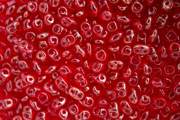 10g Matubo SuperDuo Czech Seed Beads 2.5x5mm Transparent Siam Ruby Gold Luster Beadacious