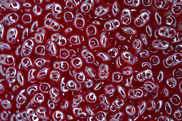 10g Matubo SuperDuo Czech Seed Beads 2.5x5mm Transparent Siam Ruby Luster Beadacious