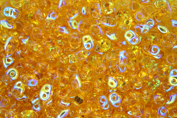 10g Matubo SuperDuo Czech Seed Beads 2.5x5mm Transparent Topaz AB Beadacious