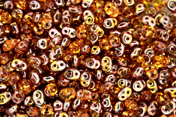 10g Matubo SuperDuo Czech Seed Beads 2.5x5mm Transparent Topaz Capri Gold Beadacious