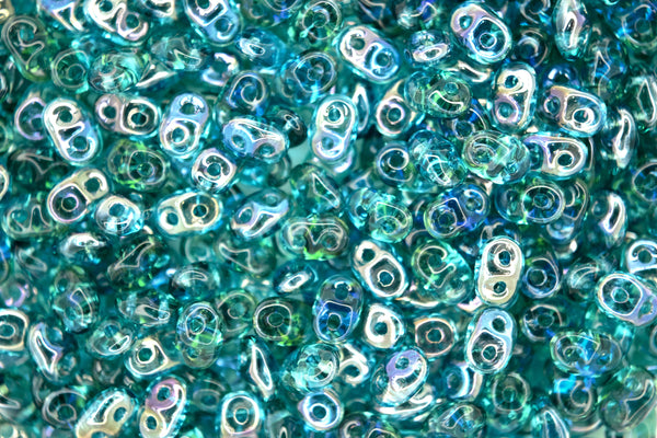 10g Matubo SuperDuo Czech Seed Beads 2.5x5mm Twilight Transparent Aquamarine Beadacious