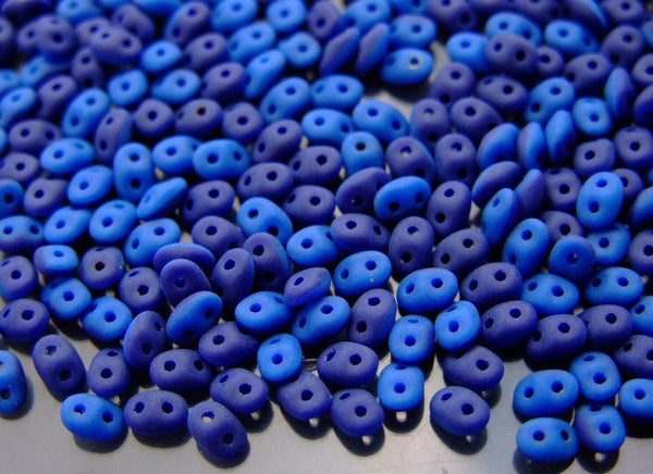 10g Matubo SuperDuo Duets Czech Seed Beads 2.5x5mm Opaque Navy Denim Blue Matte Beadacious