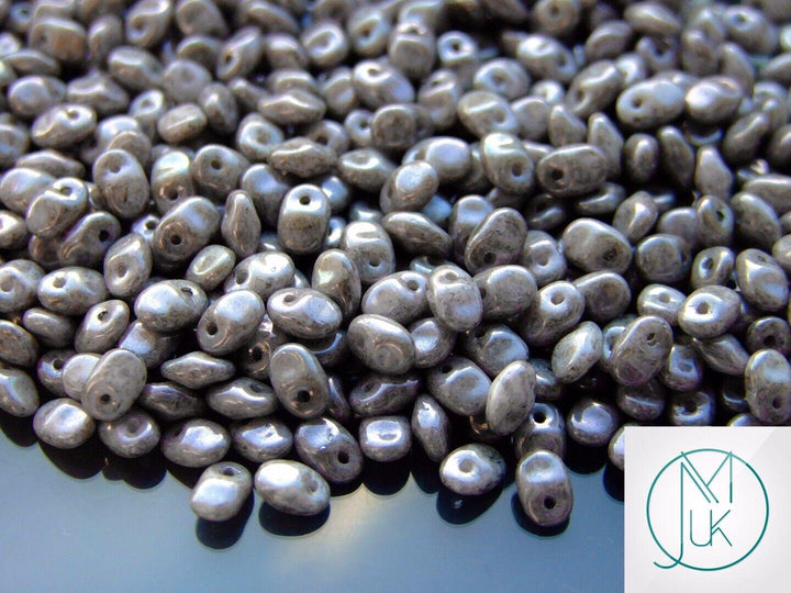 10g Matubo SuperUno Czech Seed Beads 2.5x5mm Chalk Grey Luster Beadacious