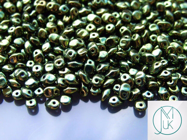 10g Matubo SuperUno Czech Seed Beads 2.5x5mm Jet Green Luster Beadacious