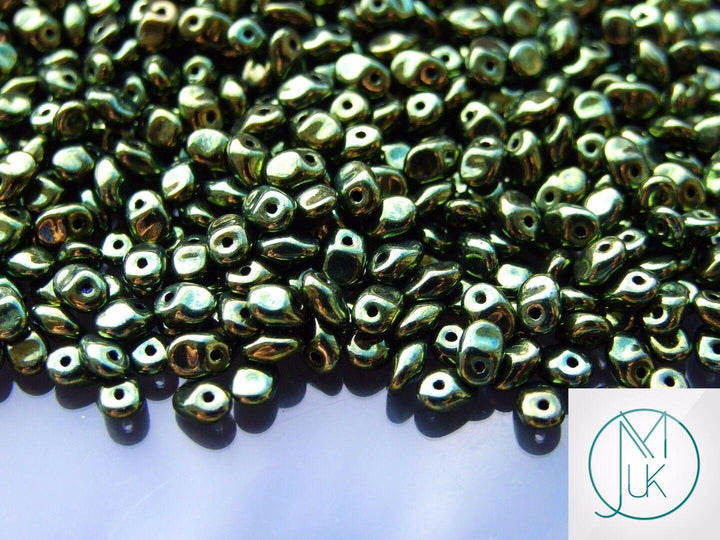 10g Matubo SuperUno Czech Seed Beads 2.5x5mm Jet Green Luster Beadacious