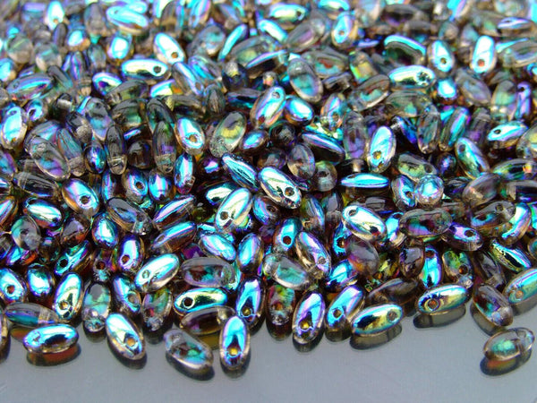 10g Rizo Czech Seed Beads 2.5x6mm Black Diamond AB Beadacious