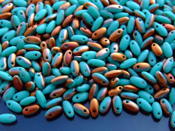 10g Rizo Czech Seed Beads 2.5x6mm Matte Jade Sunset Beadacious