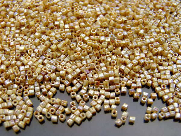 10g TOHO 1.5mm Cube Japanese Seed Beads Y181 HYBRID Opaque Luster Picasso Beadacious