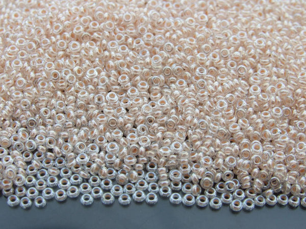 10g TOHO 11/0 Demi Japanese Seed Beads 2mm 1068 Inside Color Crystal/Blush Lined Beadacious