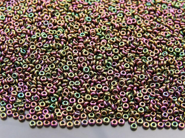 10g TOHO 11/0 Demi Japanese Seed Beads 2mm 509 Higher Metallic Purple/Green Iris Beadacious