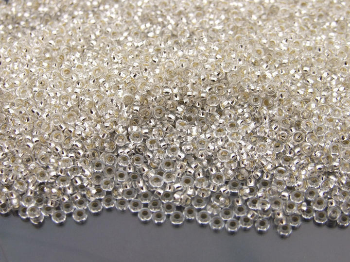 10g TOHO 11/0 Demi Japanese Seed Beads 2mm PF21 PermaFinish Silver Lined Crystal Beadacious