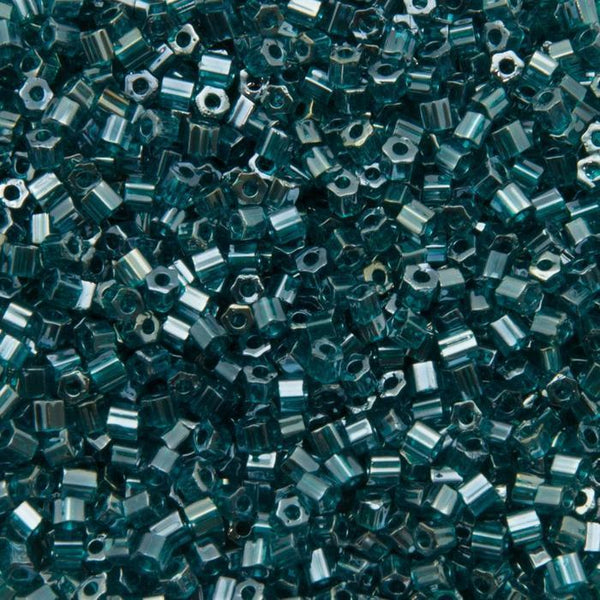 10g TOHO 11/0 Hexagon Japanese Seed Beads Size 2mm 108BD Transparent Teal Lusted Beadacious