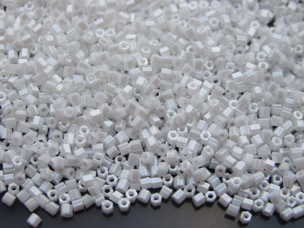 10g TOHO 11/0 Hexagon Japanese Seed Beads Size 2mm 121 Opaque White Luster Beadacious