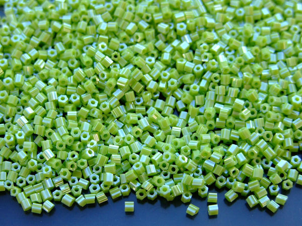 10g TOHO 11/0 Hexagon Japanese Seed Beads Size 2mm 131 Opaque Lustered Sour Apple Beadacious