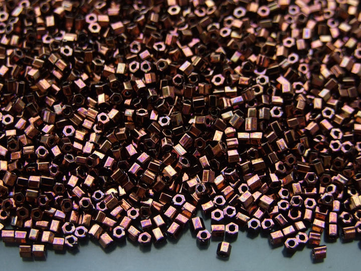 10g TOHO 11/0 Hexagon Japanese Seed Beads Size 2mm 222 Dark Bronze Beadacious