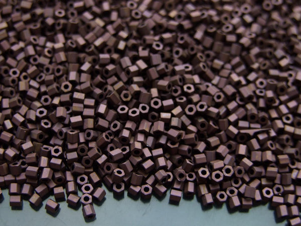 10g TOHO 11/0 Hexagon Japanese Seed Beads Size 2mm 222F Frosted Dark Bronze Beadacious