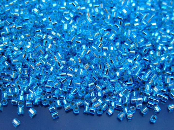 10g TOHO 11/0 Hexagon Japanese Seed Beads Size 2mm 23 Silver Lined Aquamarine Beadacious