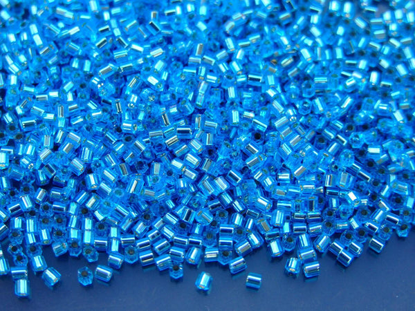 10g TOHO 11/0 Hexagon Japanese Seed Beads Size 2mm 23B Silver Lined Dark Aquamarine Beadacious