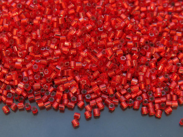 10g TOHO 11/0 Hexagon Japanese Seed Beads Size 2mm 25B Silver Lined Siam Ruby Beadacious