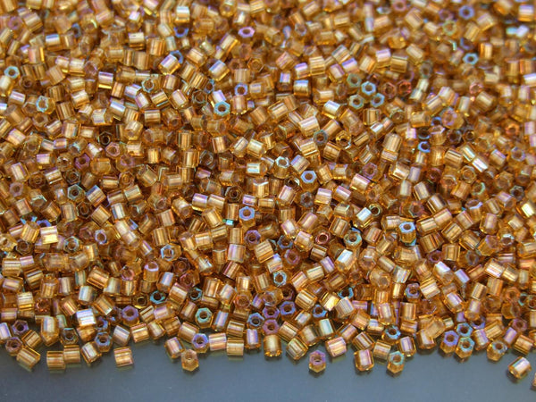 10g TOHO 11/0 Hexagon Japanese Seed Beads Size 2mm 278 Gold Lined Topaz Beadacious