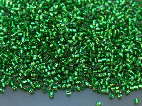 10g TOHO 11/0 Hexagon Japanese Seed Beads Size 2mm 27B Silver Lined Grass Green Beadacious