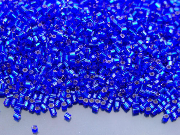 10g TOHO 11/0 Hexagon Japanese Seed Beads Size 2mm 28 Silver Lined Cobalt Beadacious