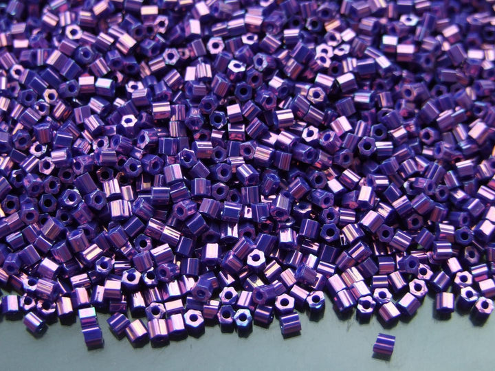 10g TOHO 11/0 Hexagon Japanese Seed Beads Size 2mm 461 Higher Metallic Grape Beadacious