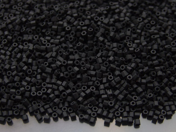 10g TOHO 11/0 Hexagon Japanese Seed Beads Size 2mm 49F Opaque Frosted Jet Beadacious