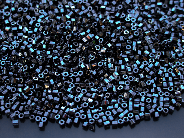 10g TOHO 11/0 Hexagon Japanese Seed Beads Size 2mm 81 Metallic Hematite Beadacious