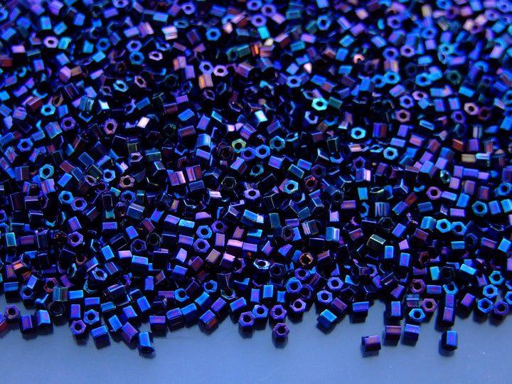 10g TOHO 11/0 Hexagon Japanese Seed Beads Size 2mm 82 Metallic Nebula Beadacious