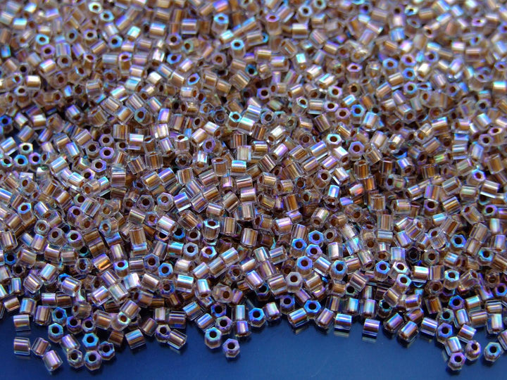 10g TOHO 11/0 Hexagon Japanese Seed Beads Size 2mm 994 Gold Lined Crystal Rainbow Beadacious