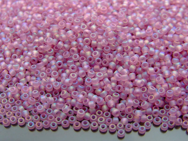 10g TOHO 11/0 Round Japanese Seed Beads 2mm 166F Transparent Rainbow Frost Light Amethyst Beadacious