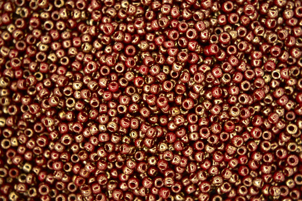 10g TOHO 11/0 Round Japanese Seed Beads 2mm 1708 Gilded Marble Red Beadacious