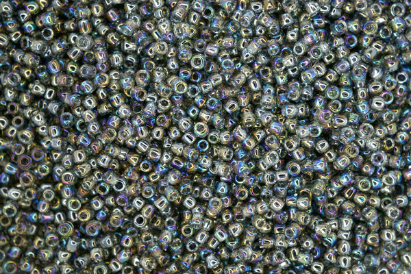 10g TOHO 11/0 Round Japanese Seed Beads 2mm 176 Transparent Black Diamond Rainbow Beadacious