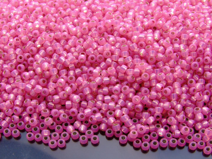 10g TOHO 11/0 Round Japanese Seed Beads 2mm 2106 Silver Lined Milky Mauve Beadacious