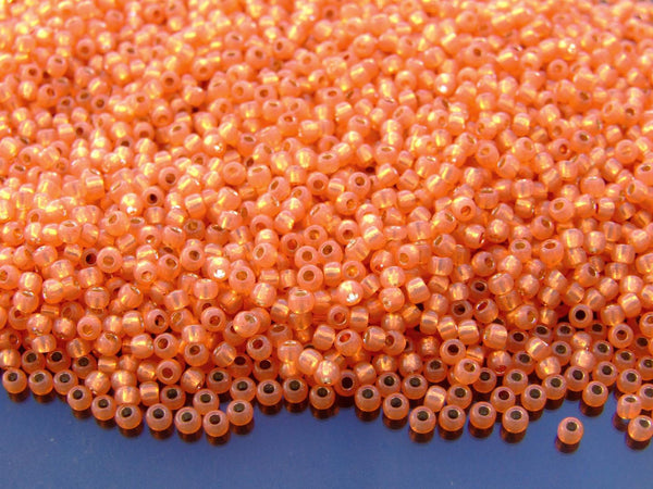 10g TOHO 11/0 Round Japanese Seed Beads 2mm 2112 Silver Lined Milky Grapefruit Beadacious