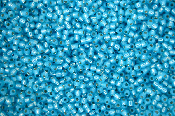 10g TOHO 11/0 Round Japanese Seed Beads 2mm 2117 Silver Lined Milky Aquamarine Beadacious