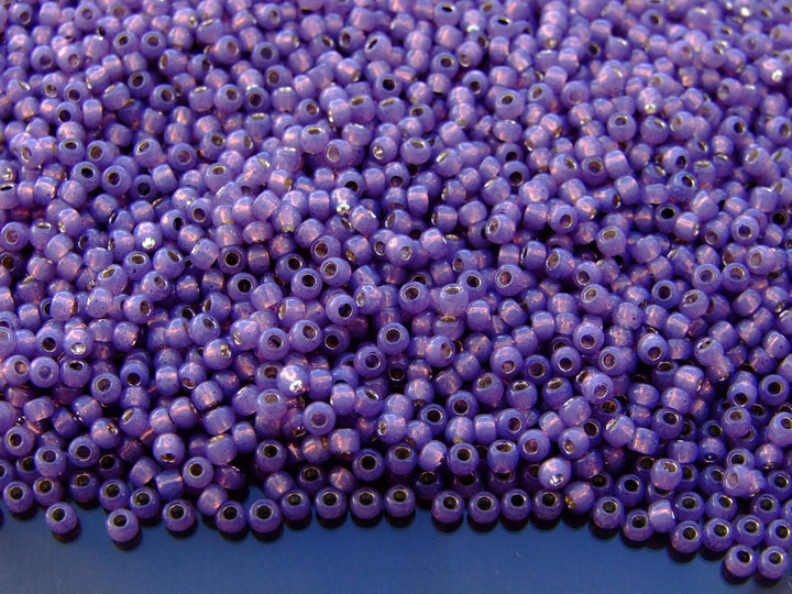 10g TOHO 11/0 Round Japanese Seed Beads 2mm 2124 Silver Lined Milky Lavender Beadacious