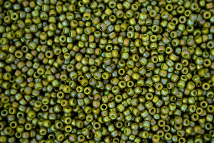 10g TOHO 11/0 Round Japanese Seed Beads 2mm 2631F Semi Glazed Rainbow Olive Beadacious