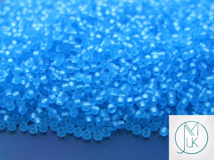 10g TOHO 11/0 Round Japanese Seed Beads 2mm 3F Transparent Frosted Aquamarine Beadacious