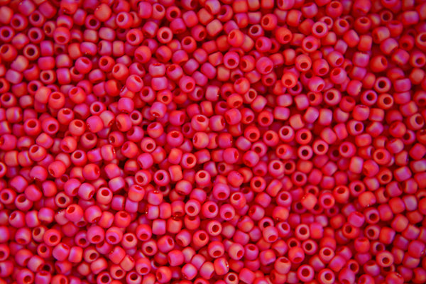 10g TOHO 11/0 Round Japanese Seed Beads 2mm 405F Opaque Rainbow Frosted Cherry Beadacious