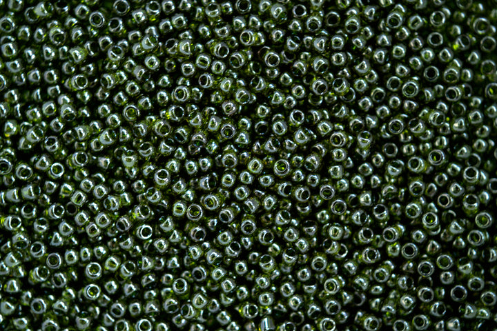 10g TOHO 11/0 Round Japanese Seed Beads 2mm 457 Gold Luster Green Tea Beadacious