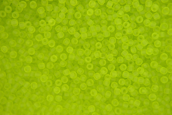 10g TOHO 11/0 Round Japanese Seed Beads 2mm 4F Transparent Frosted Lime Green Beadacious