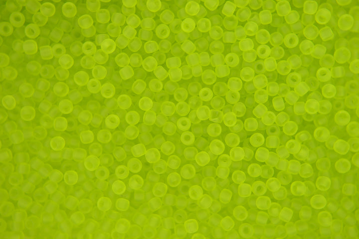 10g TOHO 11/0 Round Japanese Seed Beads 2mm 4F Transparent Frosted Lime Green Beadacious