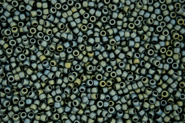 10g TOHO 11/0 Round Japanese Seed Beads 2mm 512F Higher Metallic Frosted Blue Haze Beadacious