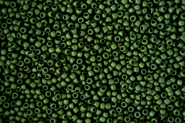 10g TOHO 11/0 Round Japanese Seed Beads 2mm 617 Matte Color Dark Olivine Beadacious