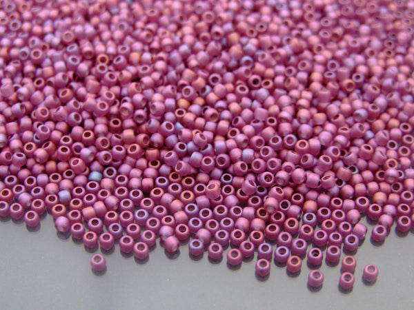 10g TOHO 11/0 Round Japanese Seed Beads 2mm 625F Gold Lustered Matte Plum Beadacious